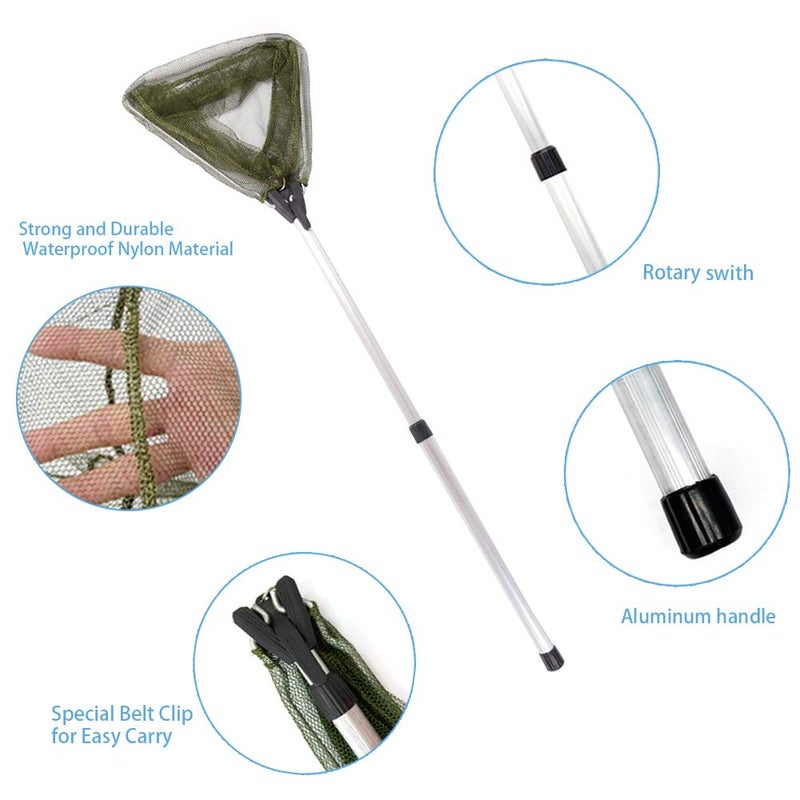 YVLEEN Kids Fishing Net for Lakes - Minnow Nets for Kids - Aluminum Collapsible Telescopic Fishing Pole Handle and Nylon Mesh Small Fishing net - Butterfly Nets for Kids Outdoor Playing - Image 2